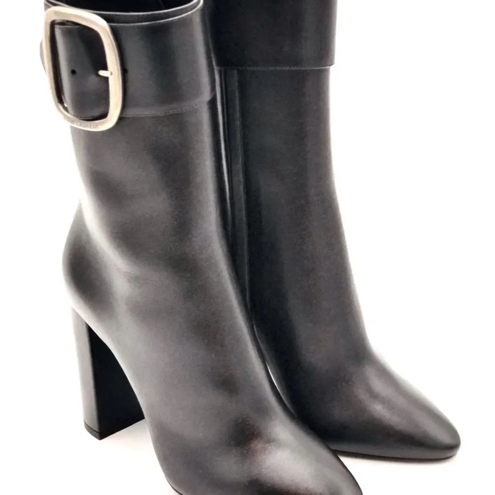 Saint Laurent Black Joplin 105 Buckle Boots Sz 39.5 - Picture 3 of 9